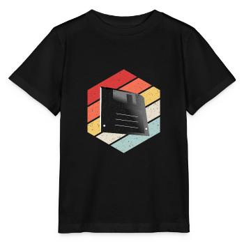 Diskette Floppy Disk - Stanley/Stella Kinder T-Shirt MINI CREATOR  - Schwarz - Vorne - Mikhail (115cm)