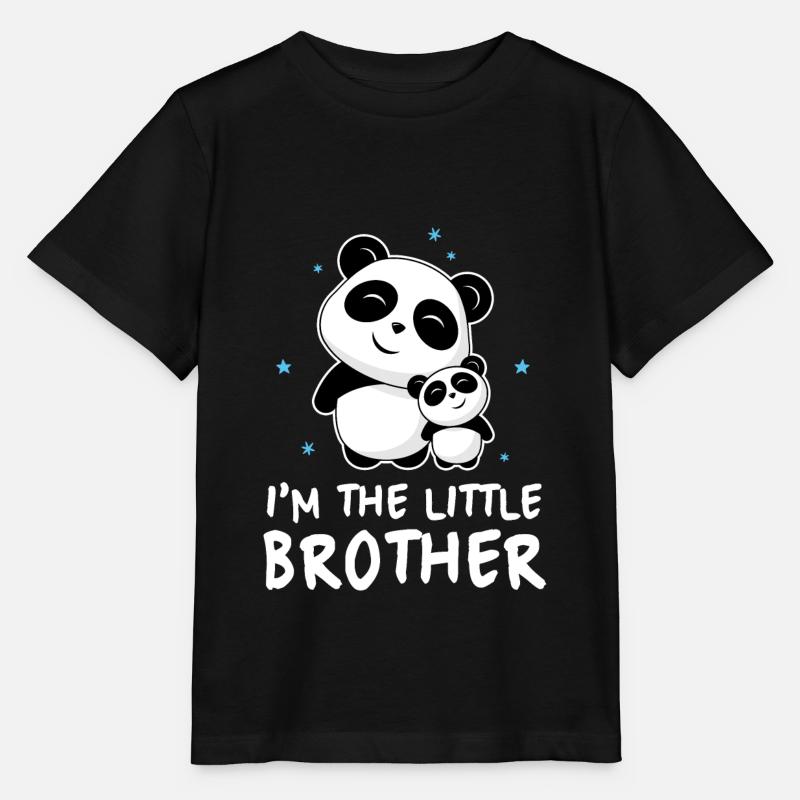 Je suis le petit frère - Petit frère Panda - T-shirt bio MINI CREATOR Stanley/Stella Enfant - noir