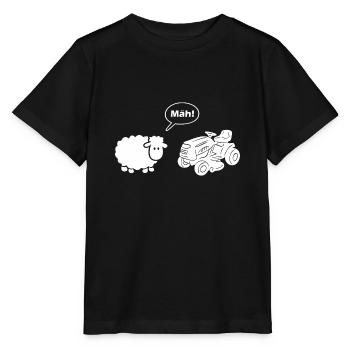 Lustiges Schafe Aufsitzrasenmäher Garten - Stanley/Stella Kinder T-Shirt MINI CREATOR  - Schwarz - Vorne - Mikhail (115cm)