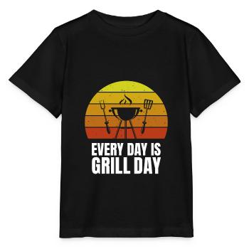 Every Day is Grill Day Grilling Grill Master - Stanley/Stella MINI CREATOR Kids’ T-Shirt - black - Front - Mikhail (115cm)