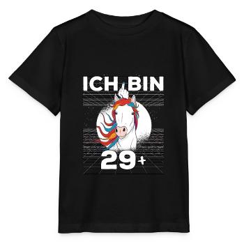 Ich bin 29 + Geburtstag Vaporwave Einhorn - Stanley/Stella Kinder T-Shirt MINI CREATOR  - Schwarz - Vorne - Mikhail (115cm)