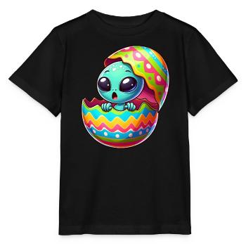 Buntes Alien-Osterei Schlüpf-Design - Stanley/Stella Kinder T-Shirt MINI CREATOR  - Schwarz - Vorne - Mikhail (115cm)