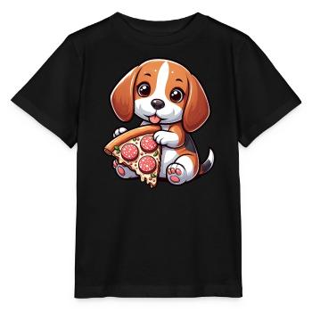 Pizza au salami pour chien Beagle - T-shirt bio MINI CREATOR Stanley/Stella Enfant - noir - Devant - Mikhail (115cm)