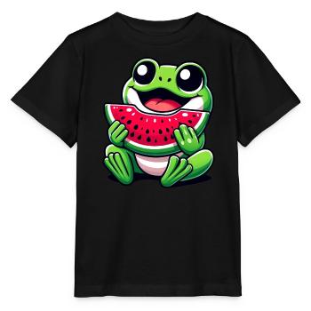 Frog Watermelon Fruity Funny - Stanley/Stella MINI CREATOR Kids’ T-Shirt - black - Front - Mikhail (115cm)