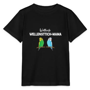 Weltbeste Wellensittich-Mama - Stanley/Stella Kinder T-Shirt MINI CREATOR  - Schwarz - Vorne - Mikhail (115cm)