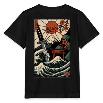 Japanese print - Stanley/Stella MINI CREATOR Kids’ T-Shirt - black - Front - Mikhail (115cm)