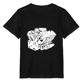 V8 engine block design for eight-cylinder car fans - Stanley/Stella MINI CREATOR Kids’ T-Shirt - black - Front - Mikhail (115cm)