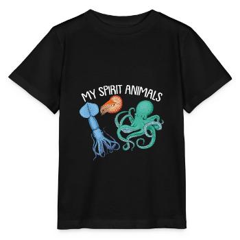 Céphalopode, pieuvre, pieuvre - T-shirt bio MINI CREATOR Stanley/Stella Enfant - noir - Devant - Mikhail (115cm)