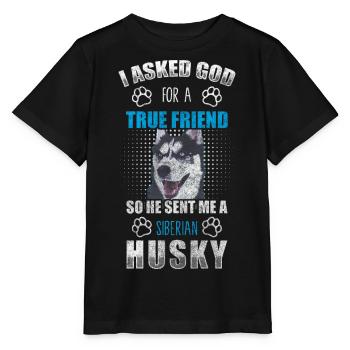 Husky dog pedigree dog - Stanley/Stella MINI CREATOR Kids’ T-Shirt - black - Front - Mikhail (115cm)