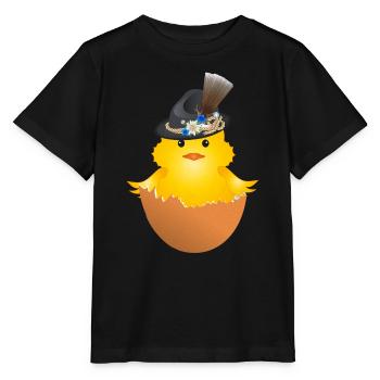 bayerisches Küken mit Trachtenhut in Eierschale - Stanley/Stella Kinder T-Shirt MINI CREATOR  - Schwarz - Vorne - Mikhail (115cm)