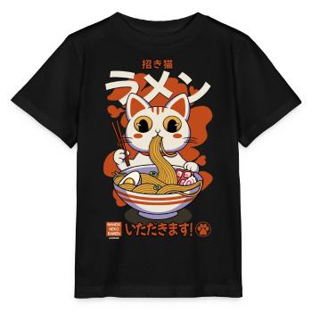 Maneki neko ramen retro - Stanley/Stella Kinder T-Shirt MINI CREATOR  - Schwarz - Vorne - Mikhail (115cm)