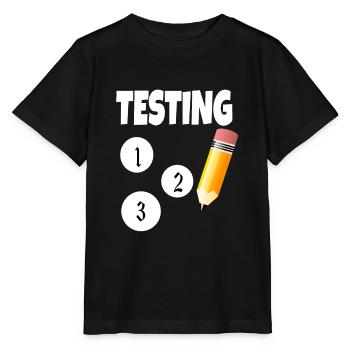 Test 123 mit Bleistift - Stanley/Stella Kinder T-Shirt MINI CREATOR  - Schwarz - Vorne - Mikhail (115cm)