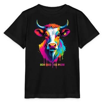 Cute colorful cow - Stanley/Stella MINI CREATOR Kids’ T-Shirt - black - Front - Mikhail (115cm)