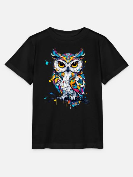 Eule - Stanley/Stella Kinder T-Shirt MINI CREATOR  - Schwarz