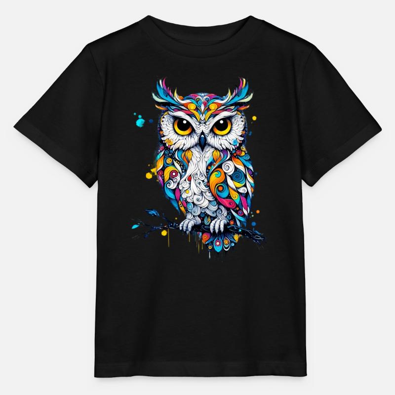 Eule - Stanley/Stella Kinder T-Shirt MINI CREATOR  - Schwarz