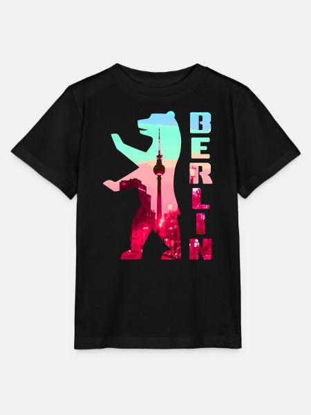 Berliner Bär gefüllt mit Skyline Fernsehturm - Stanley/Stella Kinder T-Shirt MINI CREATOR  - Schwarz