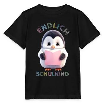 Kleiner Pinguin rosa | Endlich Schulkind - Stanley/Stella Kinder T-Shirt MINI CREATOR  - Schwarz - Vorne - Mikhail (115cm)