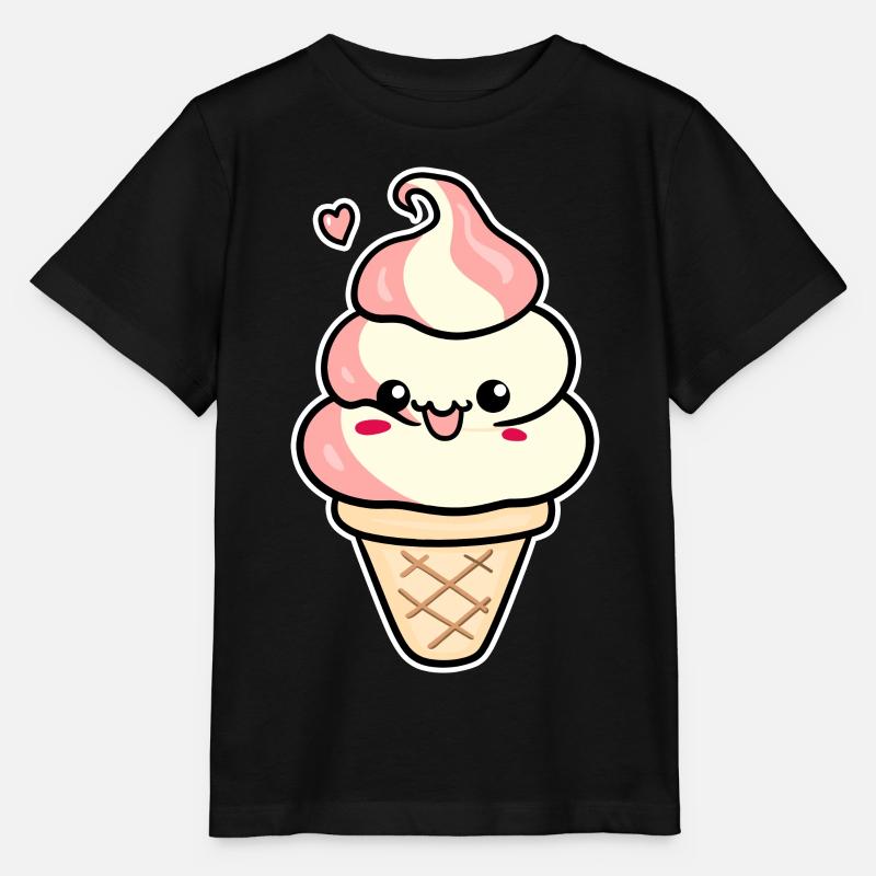 Crème glacée de dessin animé - T-shirt bio MINI CREATOR Stanley/Stella Enfant - noir