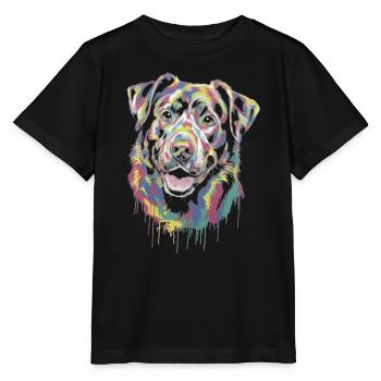 Colorful Dripping Dog - Stanley/Stella MINI CREATOR Kids’ T-Shirt - black - Front - Mikhail (115cm)