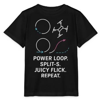 Power Loop Split-S Juicy Flick Repeat - Stanley/Stella Kinder T-Shirt MINI CREATOR  - Schwarz - Vorne - Mikhail (115cm)