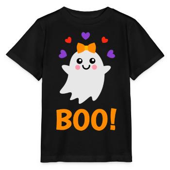 Cute Halloween Ghost Boo Costume - Stanley/Stella MINI CREATOR Kids’ T-Shirt - black - Front - Mikhail (115cm)