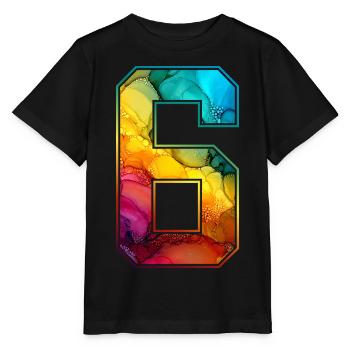 NO. 6 NUMBER 6 COLLEGE 6TH BIRTHDAY - Stanley/Stella MINI CREATOR Kids’ T-Shirt - black - Front - Mikhail (115cm)