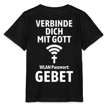 Verbinde dich mit Gott - Gebet WLAN - Stanley/Stella Kinder T-Shirt MINI CREATOR  - Schwarz - Vorne - Mikhail (115cm)