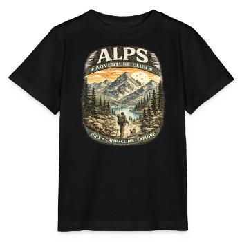 Alpes Aventure Patch Montagnes - T-shirt bio MINI CREATOR Stanley/Stella Enfant - noir - Devant - Mikhail (115cm)