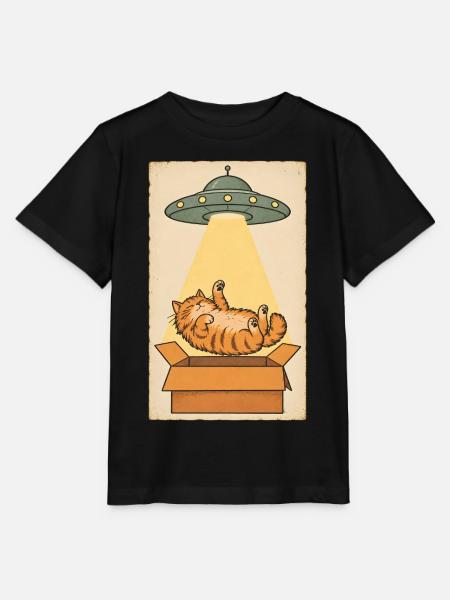 Schlafende Katze im UFO Strahl - Stanley/Stella Kinder T-Shirt MINI CREATOR  - Schwarz