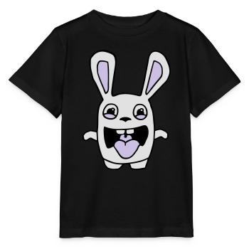 dessin lapin mignon débile style BD cartoon fun - T-shirt bio MINI CREATOR Stanley/Stella Enfant - noir - Devant - Mikhail (115cm)