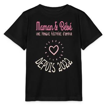 t-shirt maman bébé histoire d'amour depuis 2022 - T-shirt bio MINI CREATOR Stanley/Stella Enfant - noir - Devant - Mikhail (115cm)