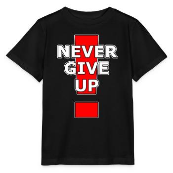 Never give up! - Stanley/Stella Kinder T-Shirt MINI CREATOR  - Schwarz - Vorne - Mikhail (115cm)
