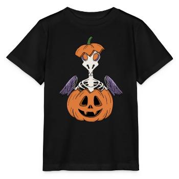 Skeleton Chick Looks Out of the Pumpkin – Halloween - Stanley/Stella MINI CREATOR Kids’ T-Shirt - black - Front - Mikhail (115cm)