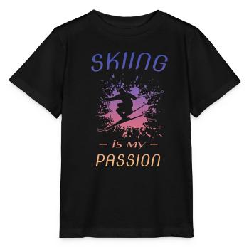 Skiing is my passion - Stanley/Stella Kinder T-Shirt MINI CREATOR  - Schwarz - Vorne - Mikhail (115cm)