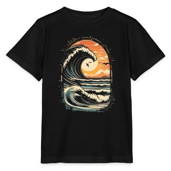 Surfing Beach Palm Tree Sunshine Holidays - Stanley/Stella MINI CREATOR Kids’ T-Shirt - black - Front - Mikhail (115cm)