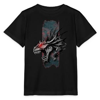 Inferno's Roar: Dragon with Red Eyes - Stanley/Stella MINI CREATOR Kids’ T-Shirt - black - Front - Mikhail (115cm)