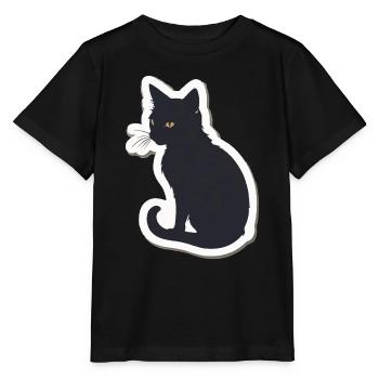 Cat Silhouette - Stanley/Stella MINI CREATOR Kids’ T-Shirt - black - Front - Mikhail (115cm)