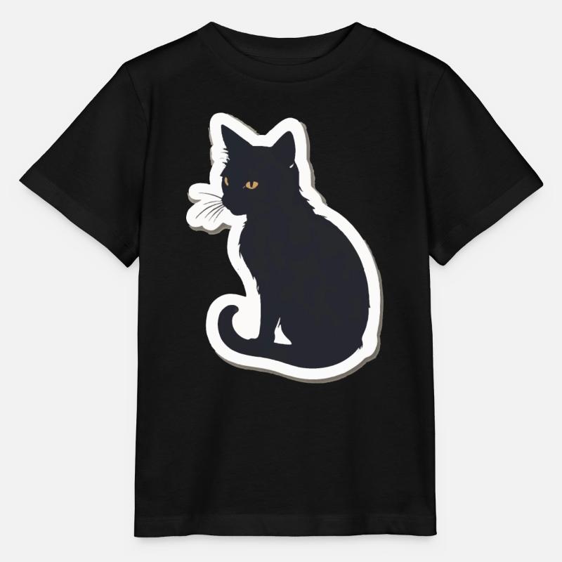 Katze Silhouette - Stanley/Stella Kinder T-Shirt MINI CREATOR  - Schwarz
