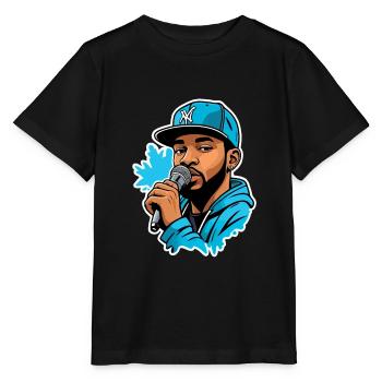 MC mit Mikrofon - Stanley/Stella Kinder T-Shirt MINI CREATOR  - Schwarz - Vorne - Mikhail (115cm)
