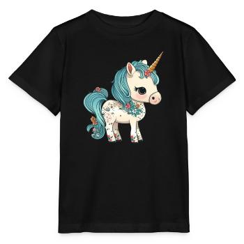 Licorne Elfes Créatures mythiques Frères et sœurs Enfant Bébé - T-shirt bio MINI CREATOR Stanley/Stella Enfant - noir - Devant - Mikhail (115cm)