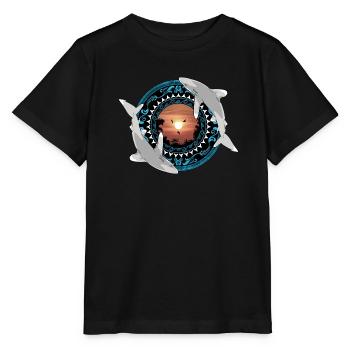 Weißspitzenhochseehaie Hawaiianisch Polynesisch - Stanley/Stella Kinder T-Shirt MINI CREATOR  - Schwarz - Vorne - Mikhail (115cm)