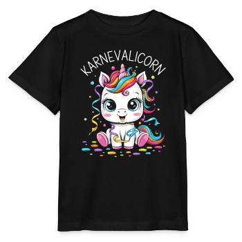 Unicorn Costume Carnival Confetti Streamers - Stanley/Stella MINI CREATOR Kids’ T-Shirt - black - Front - Mikhail (115cm)