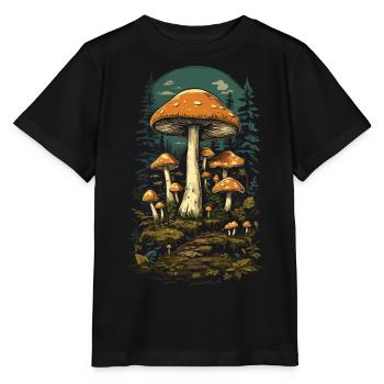 Vintage Mushrooms Design Retro Forest Magic Mushroom Picker - Stanley/Stella MINI CREATOR Kids’ T-Shirt - black - Front - Mikhail (115cm)