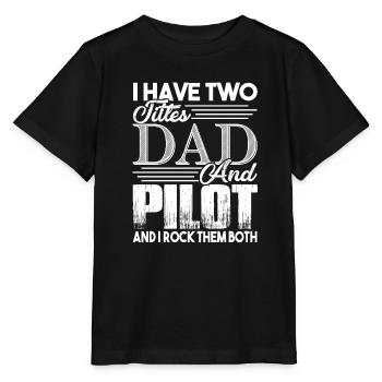 Pilote, je suis papa et pilote - T-shirt bio MINI CREATOR Stanley/Stella Enfant - noir - Devant - Mikhail (115cm)