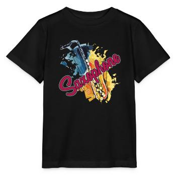Saxophone Saxophone Watercolor - Stanley/Stella MINI CREATOR Kids’ T-Shirt - black - Front - Mikhail (115cm)