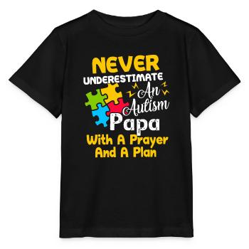 Autism Awareness Autism PAPA - Stanley/Stella MINI CREATOR Kids’ T-Shirt - black - Front - Mikhail (115cm)