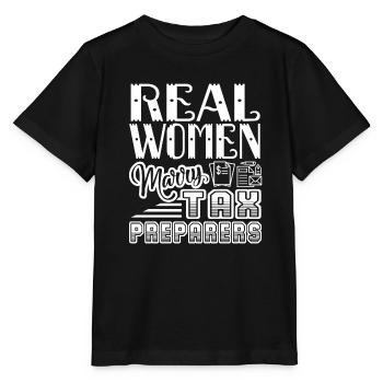 Tax Preparer Real Men Marry Tax Preparers - Stanley/Stella MINI CREATOR Kids’ T-Shirt - black - Front - Mikhail (115cm)