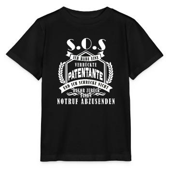 SOS ich hab eine verrückte PATENTANTE - Stanley/Stella Kinder T-Shirt MINI CREATOR  - Schwarz - Vorne - Mikhail (115cm)