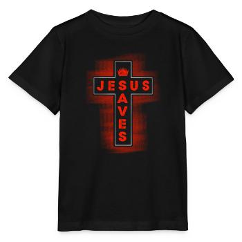 Jesus Saves - Religion Gott Christus Kreuz Glaube - Stanley/Stella Kinder T-Shirt MINI CREATOR  - Schwarz - Vorne - Mikhail (115cm)