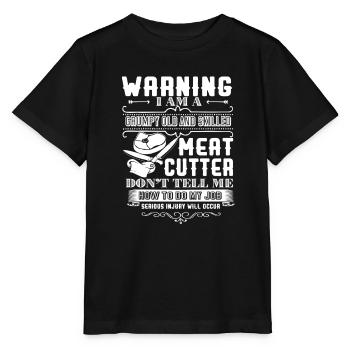 Meat Cutter Meat Cutter Warning - Stanley/Stella MINI CREATOR Kids’ T-Shirt - black - Front - Mikhail (115cm)